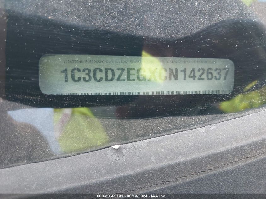 2012 Dodge Avenger Sxt Plus VIN: 1C3CDZEGXCN142637 Lot: 39659131