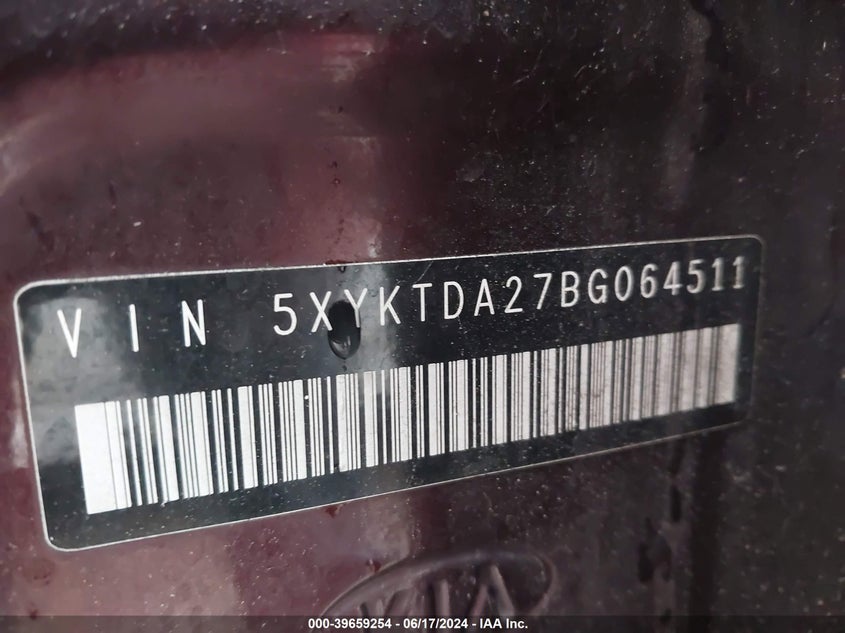 2011 Kia Sorento Lx V6 VIN: 5XYKTDA27BG064511 Lot: 39659254