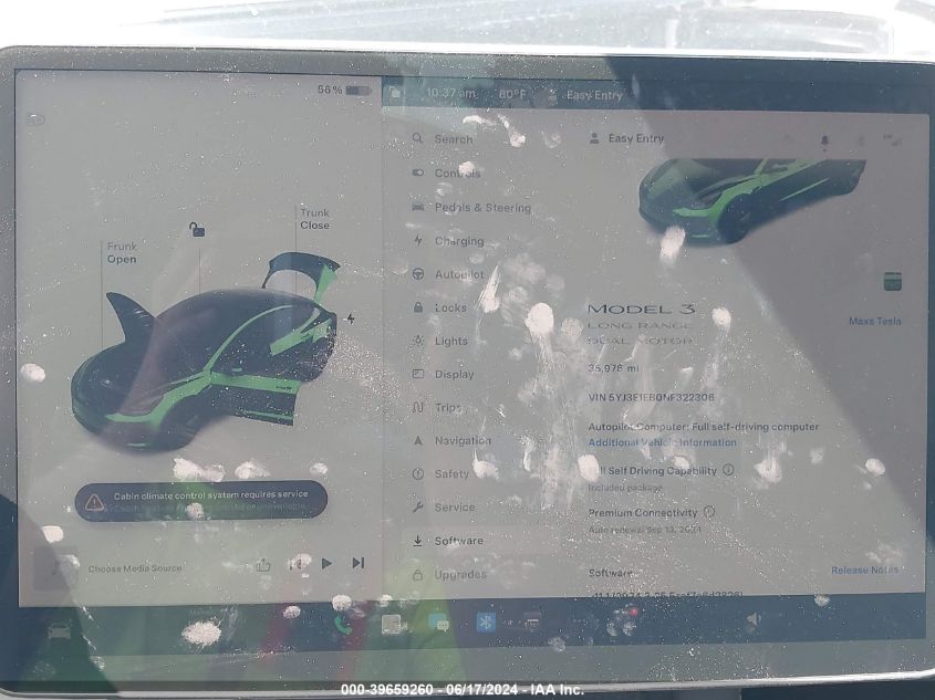 2022 Tesla Model 3 Long Range Dual Motor All-Wheel Drive VIN: 5YJ3E1EB0NF322306 Lot: 39659260