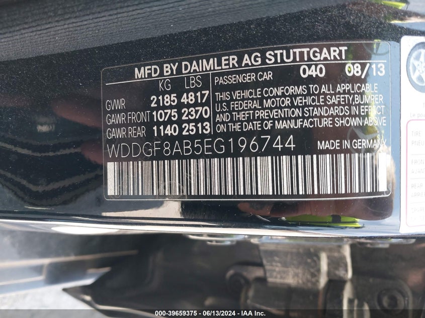 2014 Mercedes-Benz C 300 Luxury 4Matic/Sport 4Matic VIN: WDDGF8AB5EG196744 Lot: 39659375