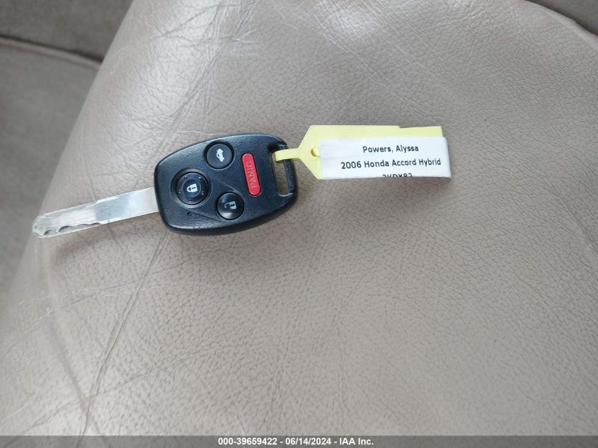 2006 Honda Accord Hybrid VIN: JHMCN36496C002782 Lot: 39659422