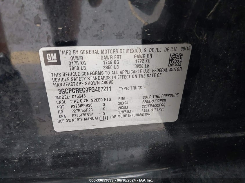 2015 CHEVROLET SILVERADO 1500 1LT - 3GCPCREC9FG467211