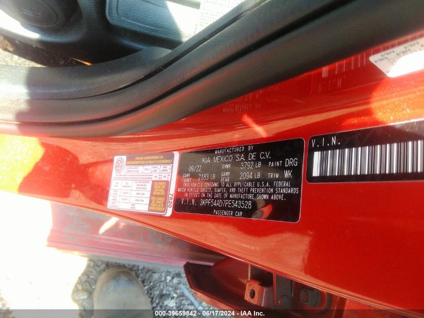 2023 Kia Forte Gt-Line VIN: 3KPF54AD7PE543528 Lot: 39659842