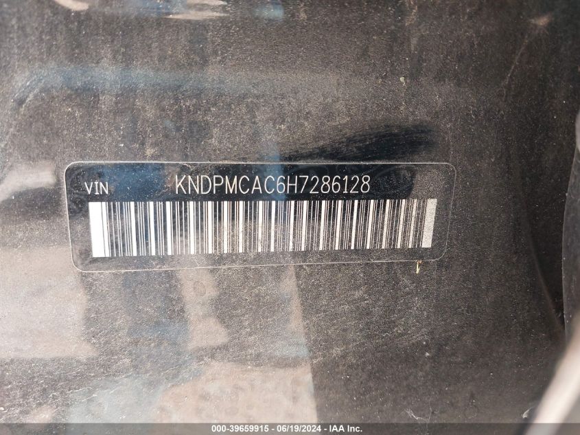 2017 Kia Sportage Lx VIN: KNDPMCAC6H7286128 Lot: 39659915