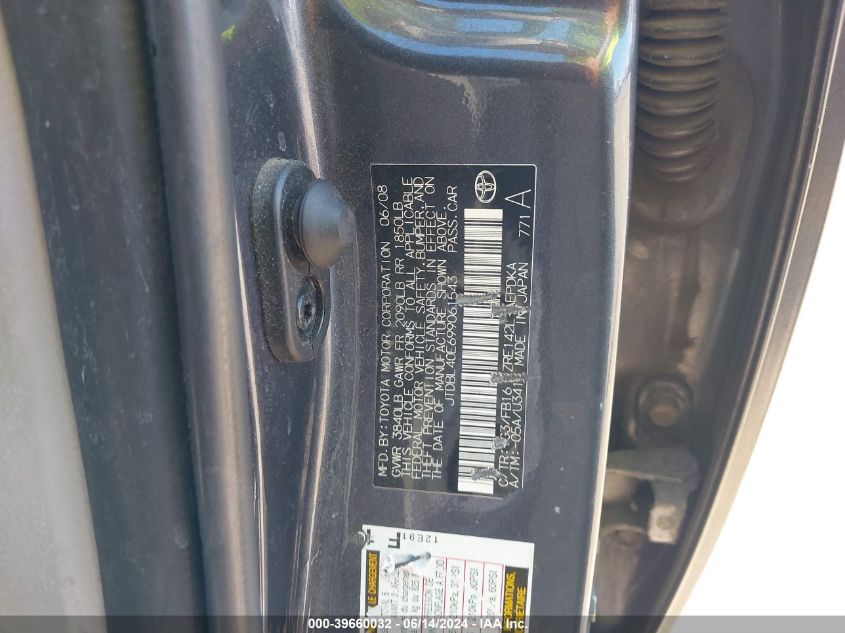 2009 Toyota Corolla Le VIN: JTDBL40E699061543 Lot: 39660032