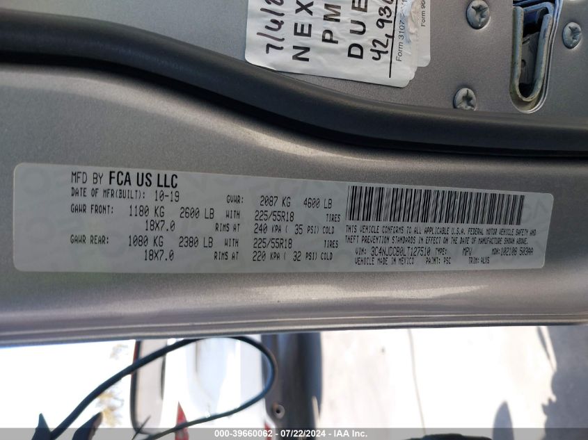 2020 Jeep Compass Limited 4X4 VIN: 3C4NJDCB0LT127510 Lot: 39660062