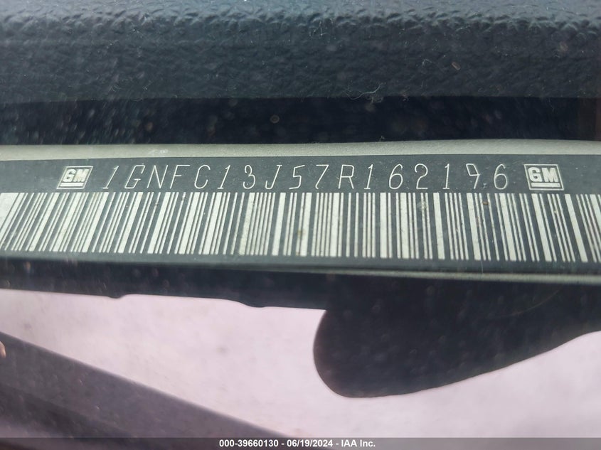 2007 Chevrolet Tahoe Ls VIN: 1GNFC13J57R162196 Lot: 39660130