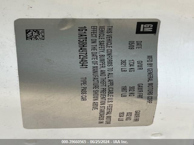 2009 Chevrolet Cobalt Lt VIN: 1G1AT58H497294941 Lot: 39660565