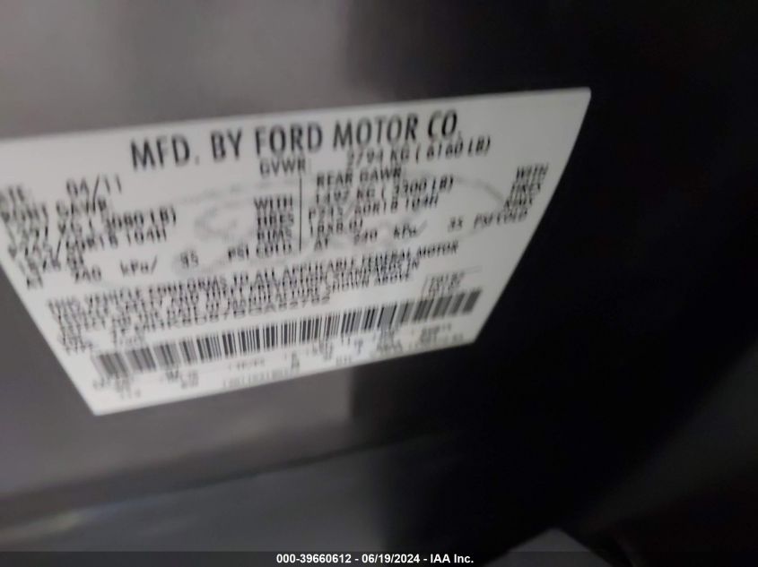 2011 Ford Explorer Xlt VIN: 1FMHK8D87BGA52792 Lot: 39660612