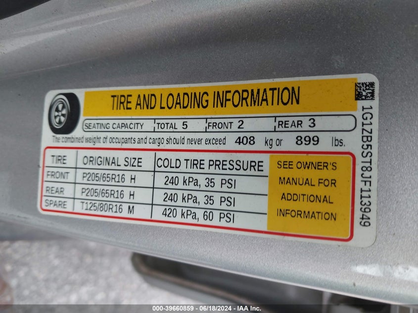 2018 Chevrolet Malibu 1Ls VIN: 1G1ZB5ST8JF113949 Lot: 39660859