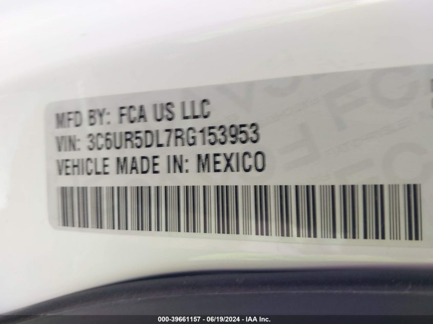 2024 Ram 2500 VIN: 3C6UR5DL7RG153953 Lot: 39661157