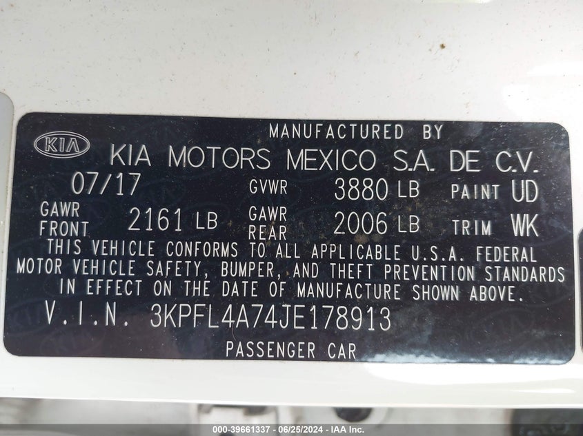 2018 KIA FORTE S - 3KPFL4A74JE178913