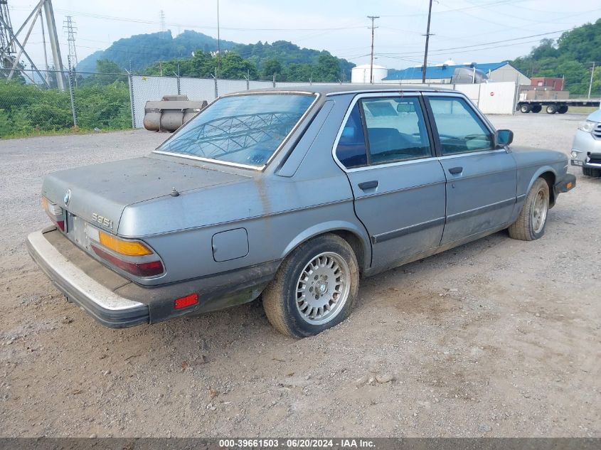 1986 BMW 535 I Automatic VIN: WBADC8401G0667555 Lot: 39661503