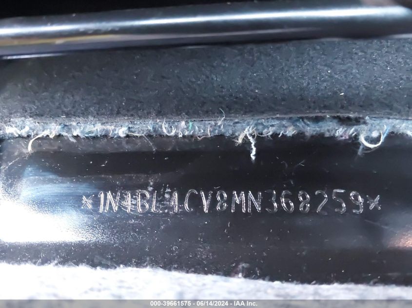 2021 Nissan Altima Sr Fwd VIN: 1N4BL4CV8MN368259 Lot: 39661575