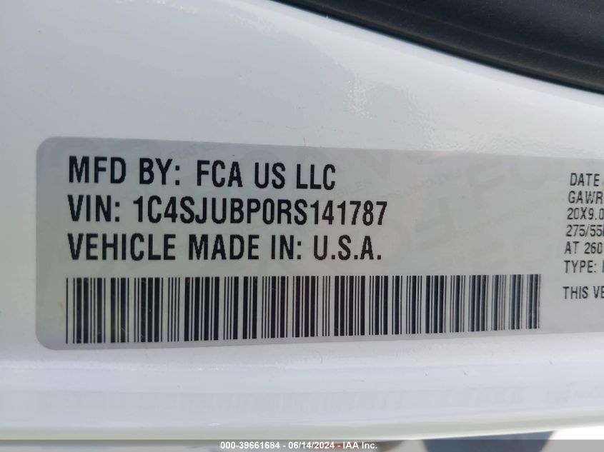 2024 Jeep Wagoneer Series Ii 4X2 VIN: 1C4SJUBP0RS141787 Lot: 39661684