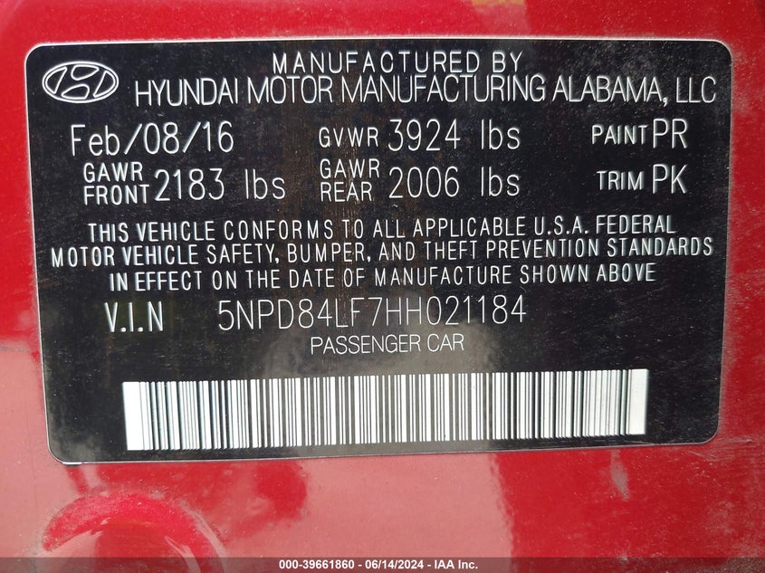 2017 HYUNDAI ELANTRA SE - 5NPD84LF7HH021184