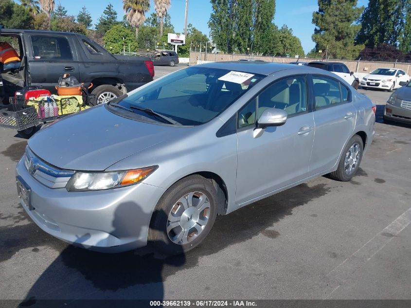 2012 Honda Civic Hybrid VIN: JHMFB4F39CS010398 Lot: 39662139