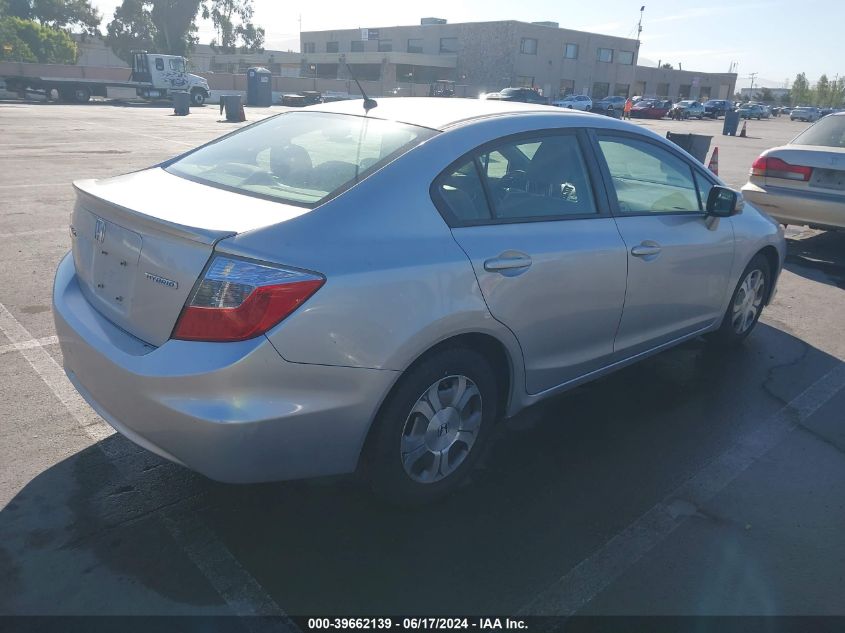 2012 Honda Civic Hybrid VIN: JHMFB4F39CS010398 Lot: 39662139