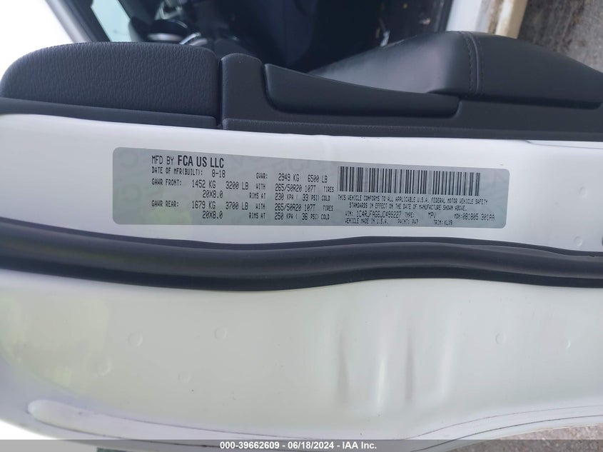 2018 Jeep Grand Cherokee Altitude 4X4 VIN: 1C4RJFAG6JC499227 Lot: 39662609