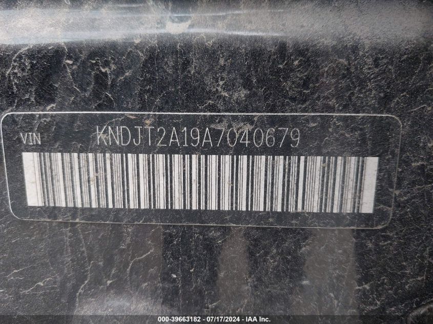 2010 Kia Soul VIN: KNDJT2A19A7040679 Lot: 39663182