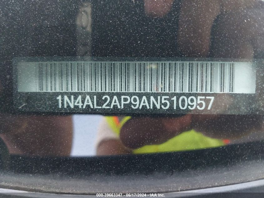 2010 Nissan Altima 2.5 S VIN: 1N4AL2AP9AN510957 Lot: 39663347