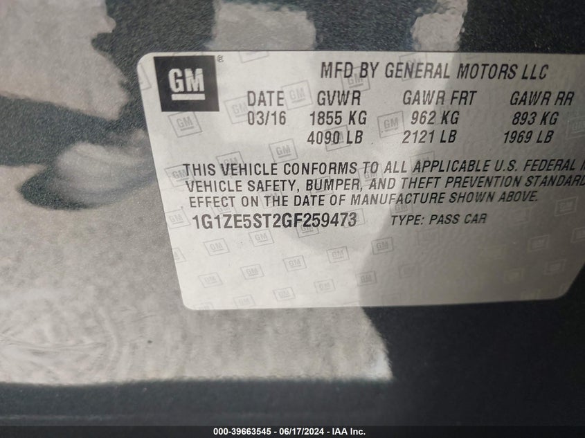 2016 CHEVROLET MALIBU 1LT - 1G1ZE5ST2GF259473