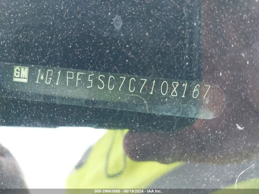 2012 Chevrolet Cruze 1Lt VIN: 1G1PF5SC7C7108167 Lot: 39663988