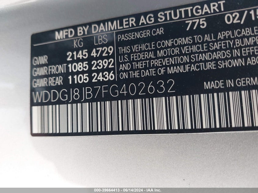 2015 MERCEDES-BENZ C 350 SPORT 4MATIC - WDDGJ8JB7FG402632