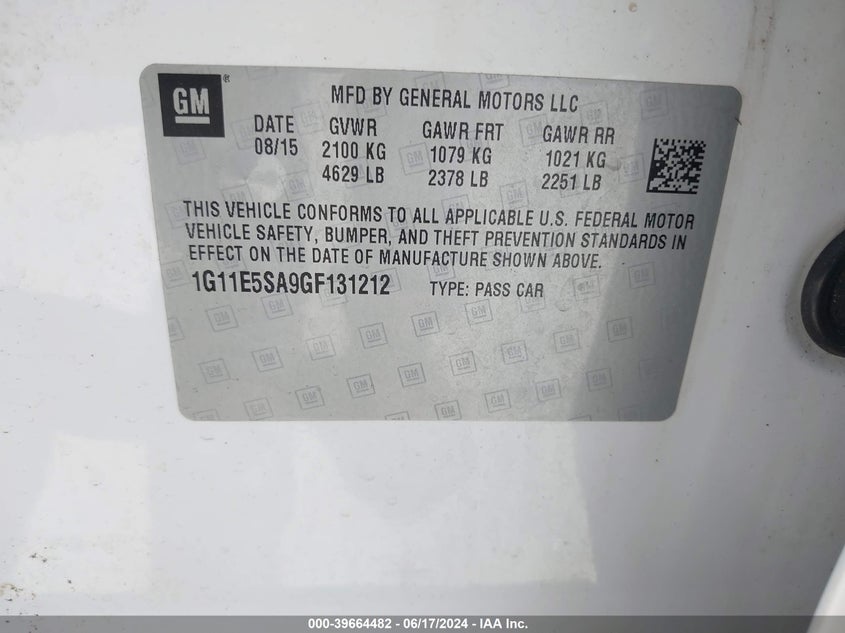 2016 CHEVROLET MALIBU LIMITED LTZ - 1G11E5SA9GF131212