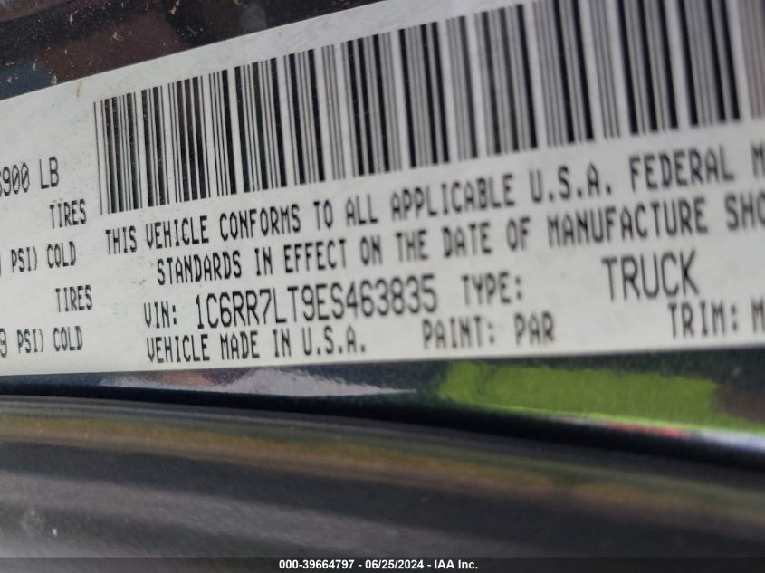 2014 Ram 1500 Big Horn VIN: 1C6RR7LT9ES463835 Lot: 39664797