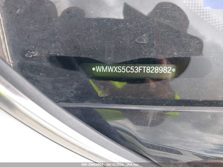 2015 Mini Hardtop Cooper VIN: WMWXS5C53FT828982 Lot: 39664903