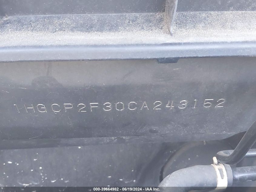 2009 Honda Accord 2.4 Lx VIN: JHMCP263X9C015153 Lot: 39664982