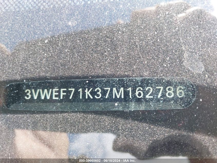 2007 Volkswagen Jetta Wolfsburg Edition VIN: 3VWEF71K37M162786 Lot: 39665602