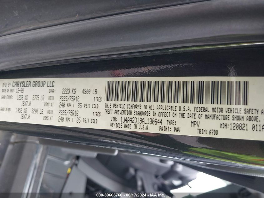 2010 Jeep Wrangler Sport VIN: 1J4AA2D19AL130644 Lot: 39665760