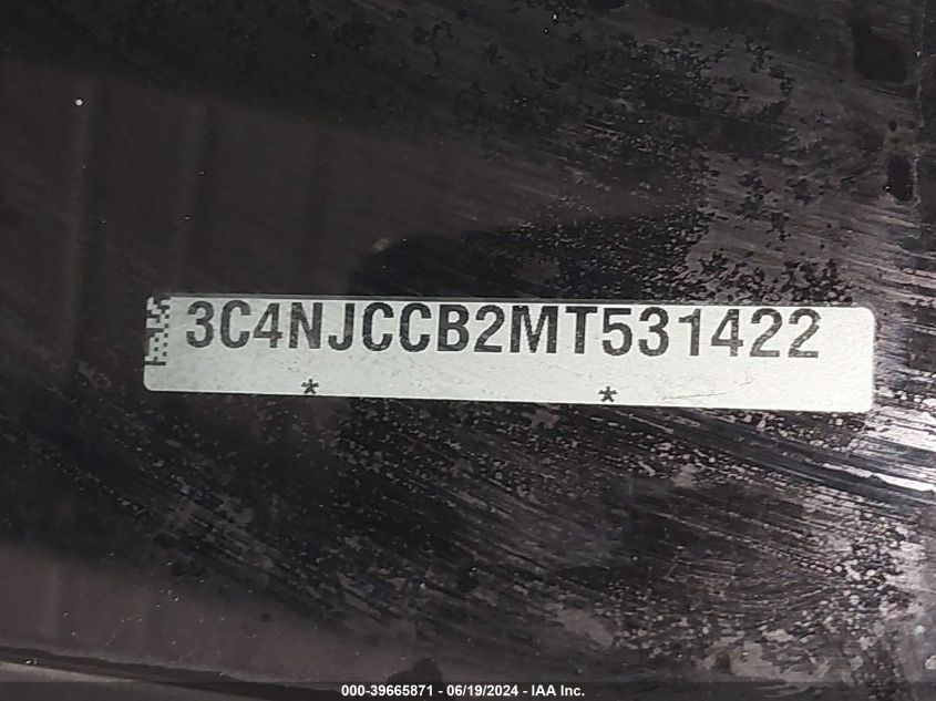 2021 Jeep Compass Limited Fwd VIN: 3C4NJCCB2MT531422 Lot: 39665871