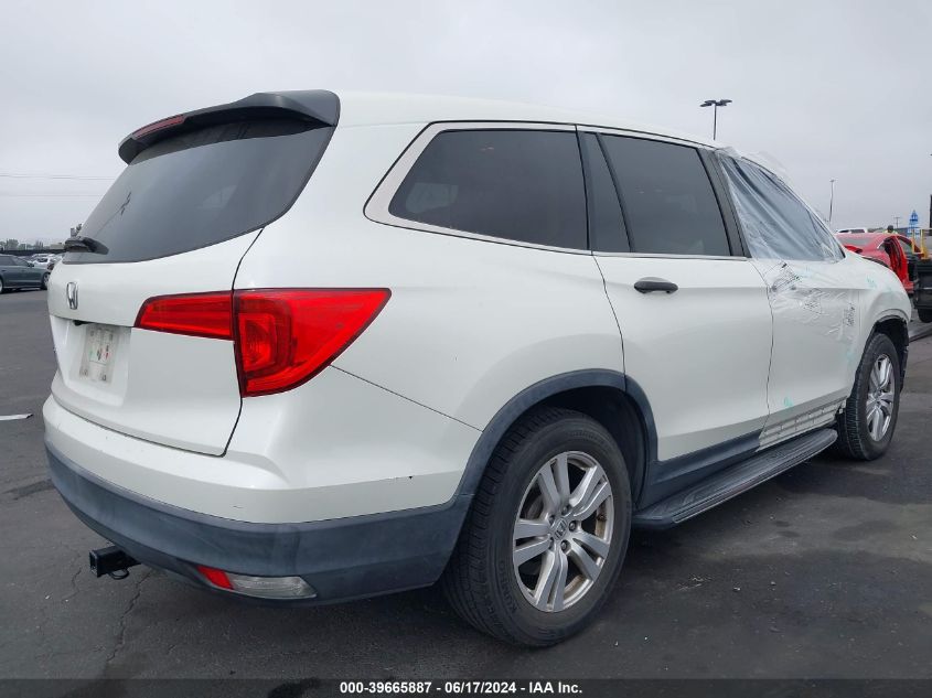 2016 Honda Pilot Lx VIN: 5FNYF5H1XGB024099 Lot: 39665887