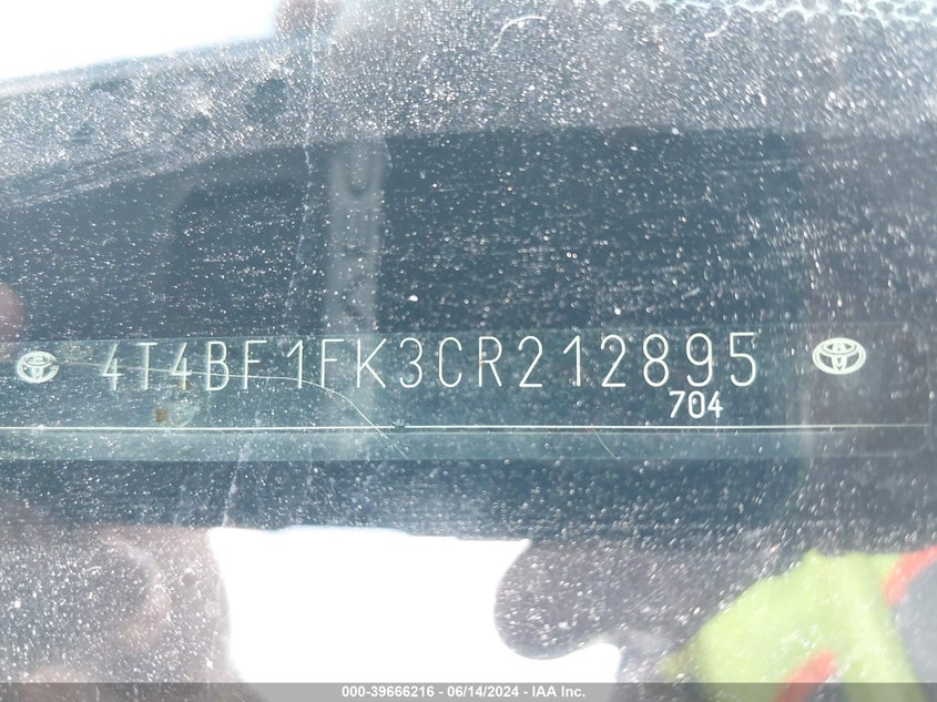 2012 Toyota Camry Le VIN: 4T4BF1FK3CR212895 Lot: 39666216