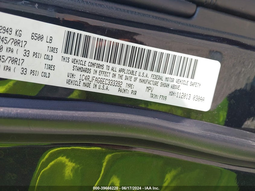 2014 Jeep Grand Cherokee Laredo VIN: 1C4RJFAG6EC333392 Lot: 39666220