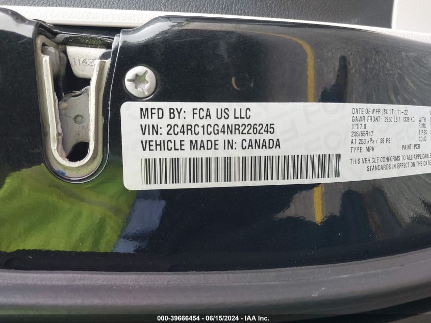 2022 Chrysler Voyager Lx VIN: 2C4RC1CG4NR226245 Lot: 39666454