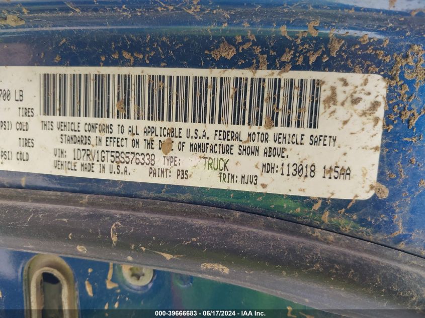 2011 Ram Ram 1500 Slt VIN: 1D7RV1GT5BS576338 Lot: 39666683