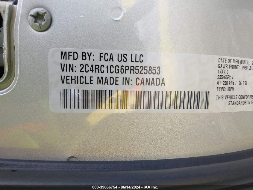 2023 Chrysler Voyager Lx VIN: 2C4RC1CG6PR525853 Lot: 39666754