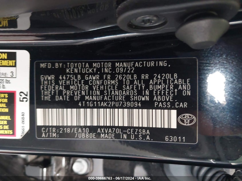 2023 TOYOTA CAMRY SE - 4T1G11AK2PU739094