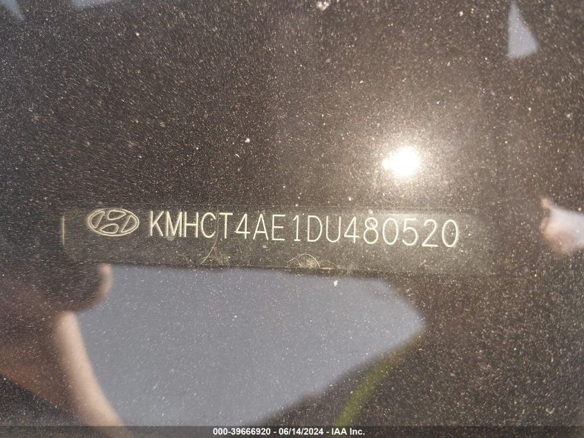 2013 Hyundai Accent Gls VIN: KMHCT4AE1DU480520 Lot: 39666920