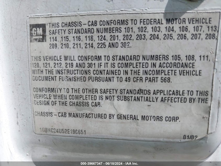 2002 Chevrolet Silverado 2500Hd VIN: 1GBHC24U52E190651 Lot: 39667347