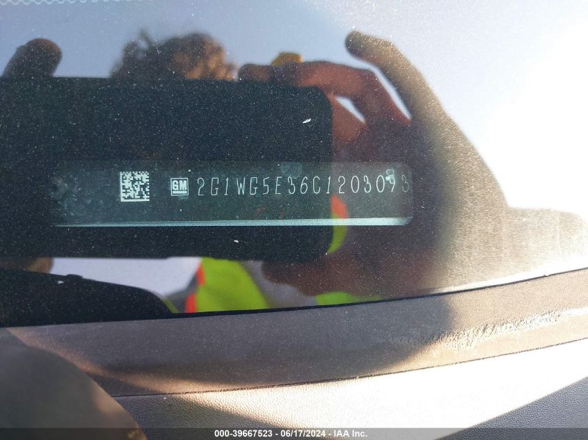 2012 Chevrolet Impala Lt VIN: 2G1WG5E36C1203093 Lot: 39667523