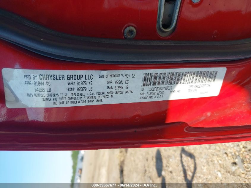 2013 Dodge Dart Sxt VIN: 1C3CDFBA0DD188516 Lot: 39667677