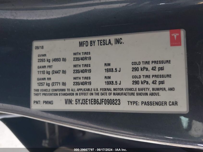 2018 TESLA MODEL 3 - 5YJ3E1EB6JF090823