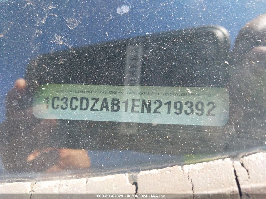 2014 Dodge Avenger Se VIN: 1C3CDZAB1EN219392 Lot: 39667829