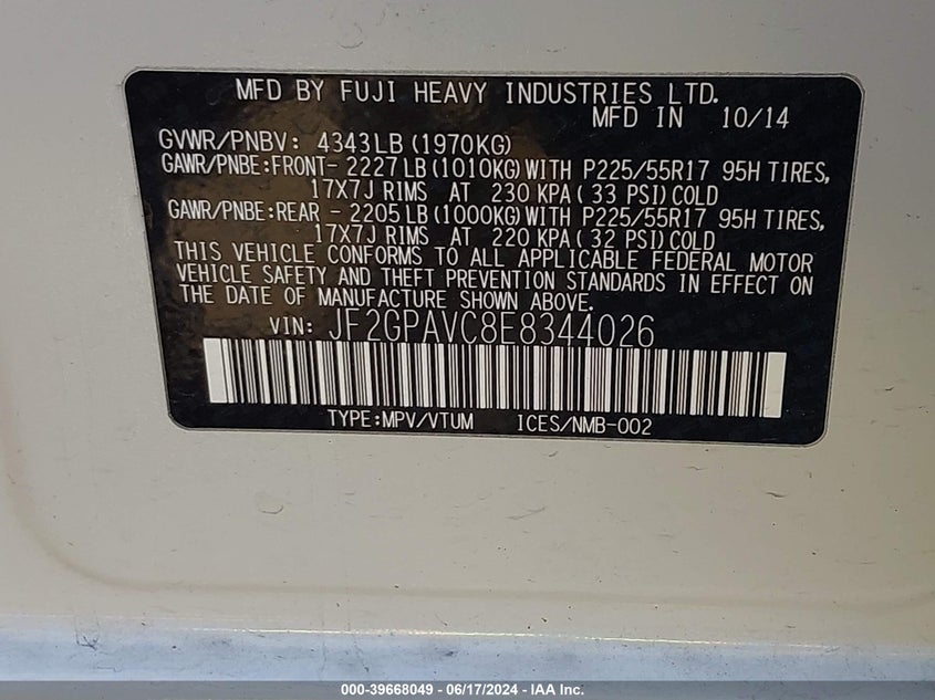 2014 SUBARU XV CROSSTREK 2.0I PREMIUM - JF2GPAVC8E8344026