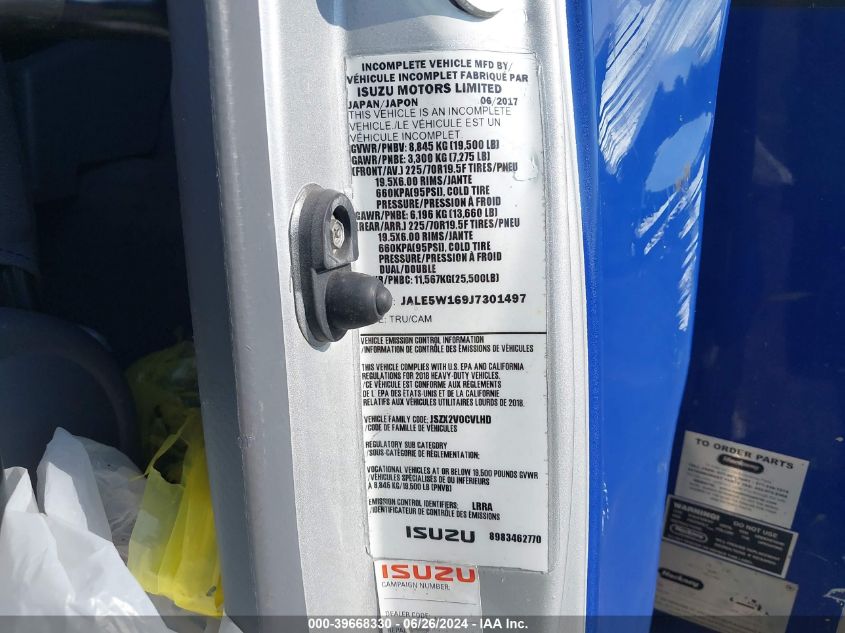 2018 Isuzu Nrr VIN: JALE5W169J7301497 Lot: 39668330